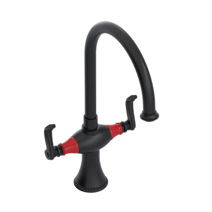 Rubinet Two Handle Single Hole Kitchen Set Matt Black