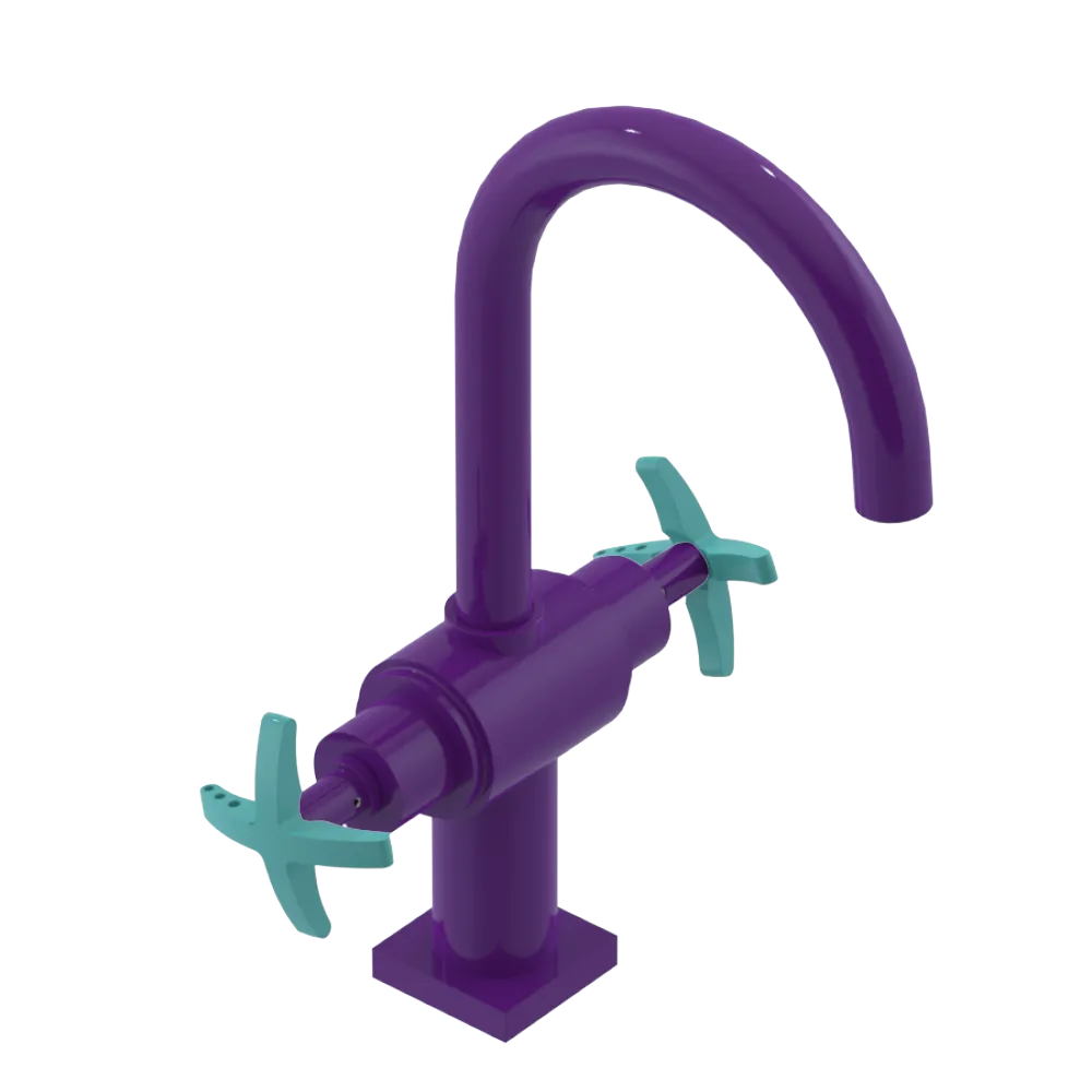 Rubinet Single Hole Dual Handle Lav. Set. (less drain) Purple Haze