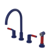 Rubinet Widespread Kitchen Set with Hand Spray Midnight Blue
