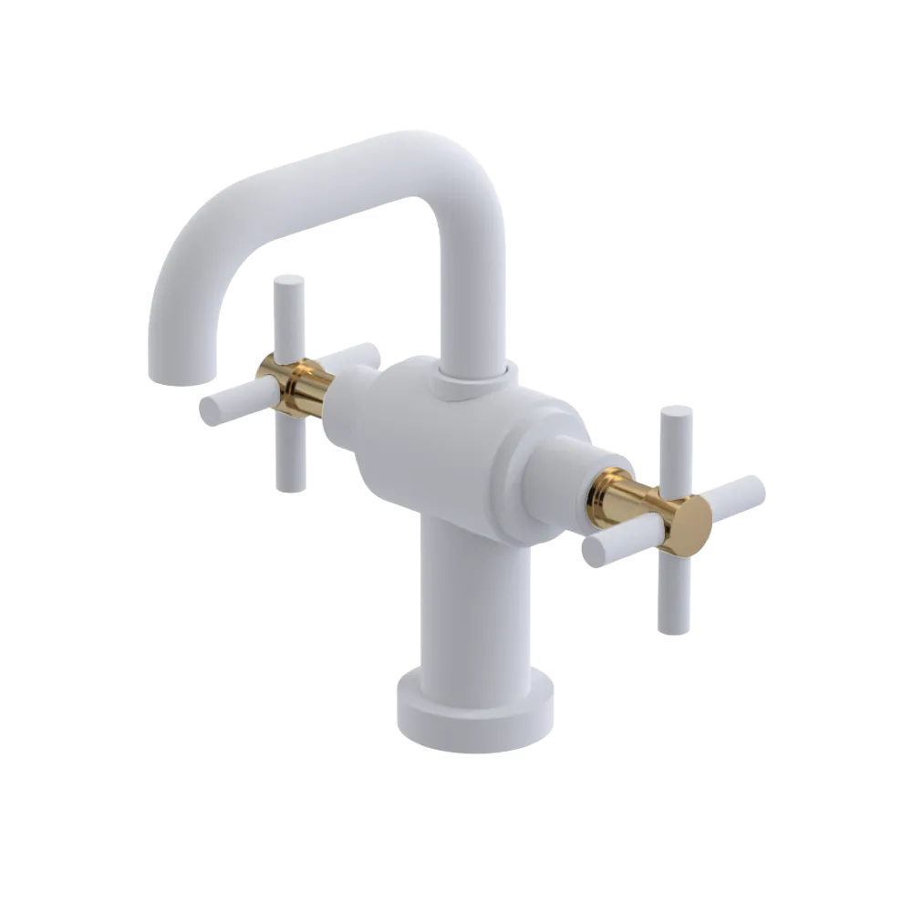 Rubinet Single Hole Dual Handle Lav. Set. (less drain) Matt White