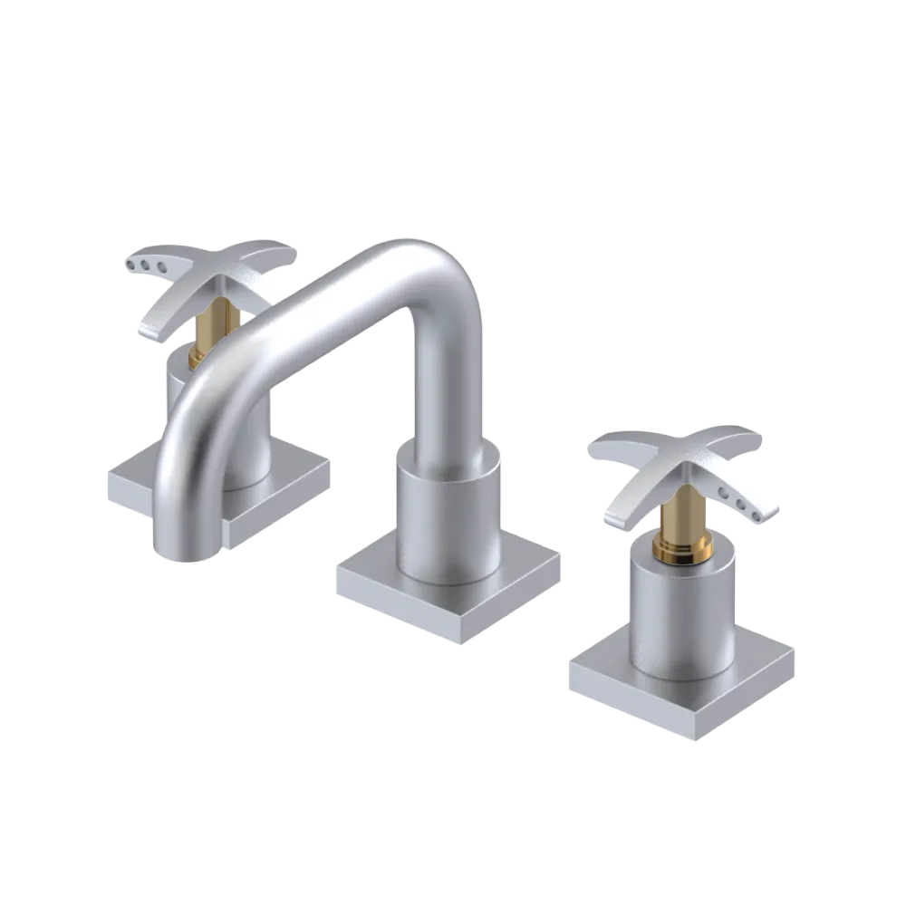 Rubinet Widespread Lav. Set. with Genesis spout (less drain) Satin Chrome