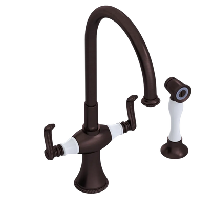 Rubinet Two Handle Single Hole Kitchen Set with Hand Spray Tuscan Brass