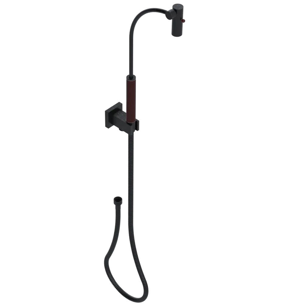 Rubinet Hand Held Shower Bidet with Extended Reach & Dual Function Spray Including Wall Bracket with Supply & Hose (Square) Matt Black