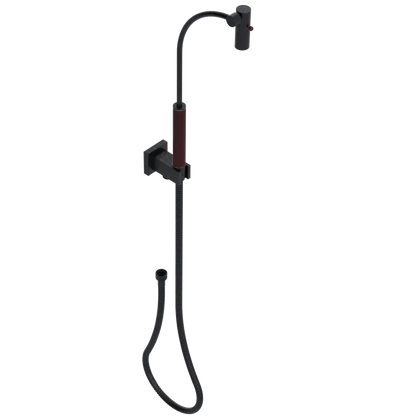 Rubinet Hand Held Shower Bidet with Extended Reach & Dual Function Spray Including Wall Bracket with Supply & Hose (Square) Matt Black