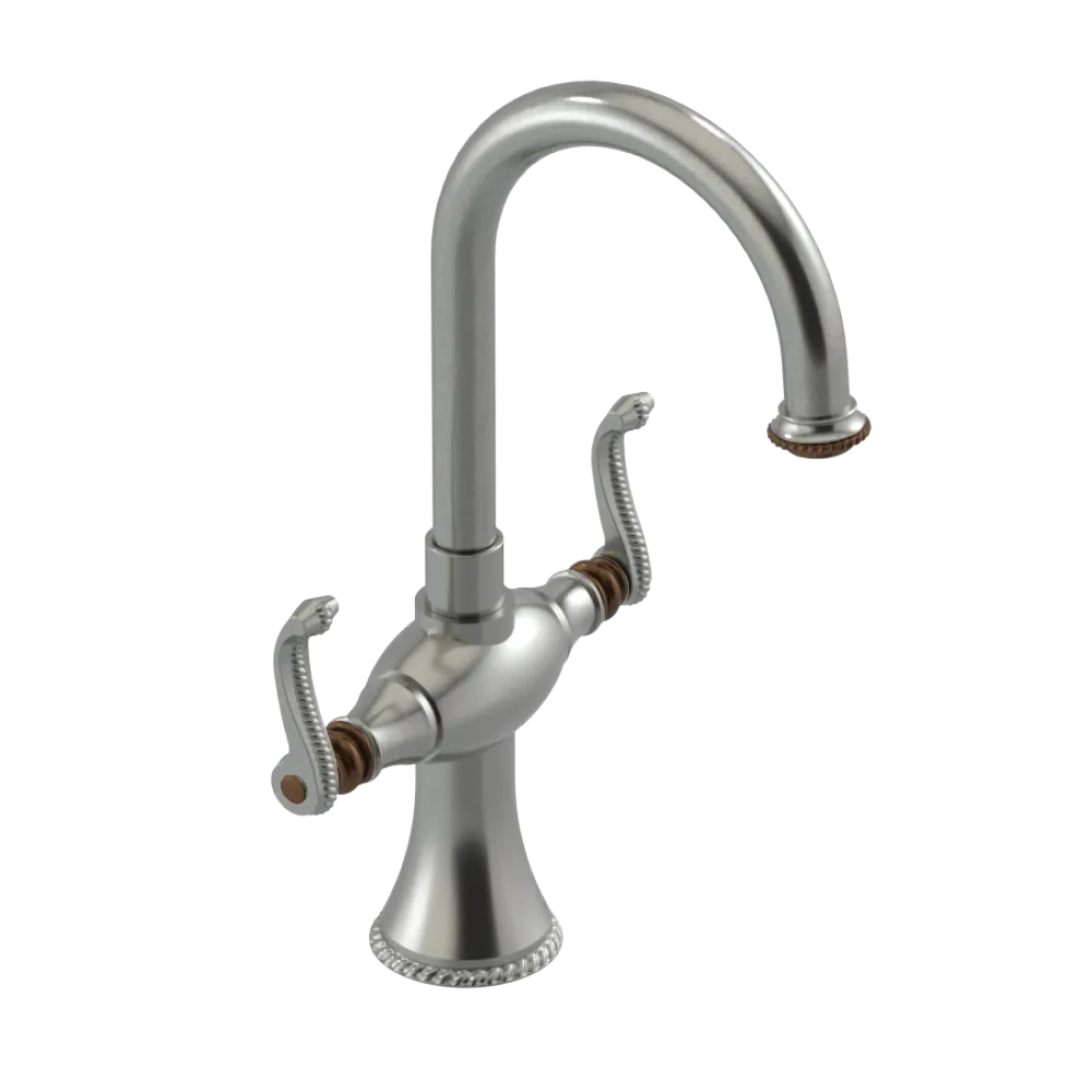 Rubinet Single Hole Dual Handle Lav. Set. (less drain) Satin Nickel