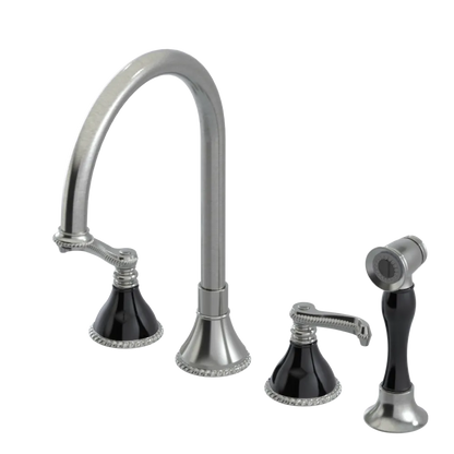 Rubinet Widespread Kitchen Set with Hand Spray Satin Nickel