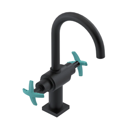 Rubinet Single Hole Dual Handle Lav. Set. (less drain) Matt Black