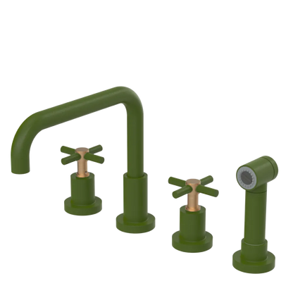 Rubinet Widespread Kitchen Set with Hand Spray Green Envy