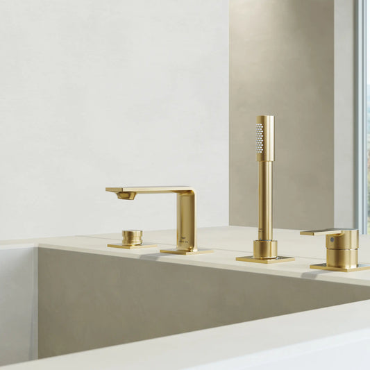 Allure New 4-Hole Single-Handle Deck Mount Roman Tub Faucet with 1.75 GPM Hand Shower