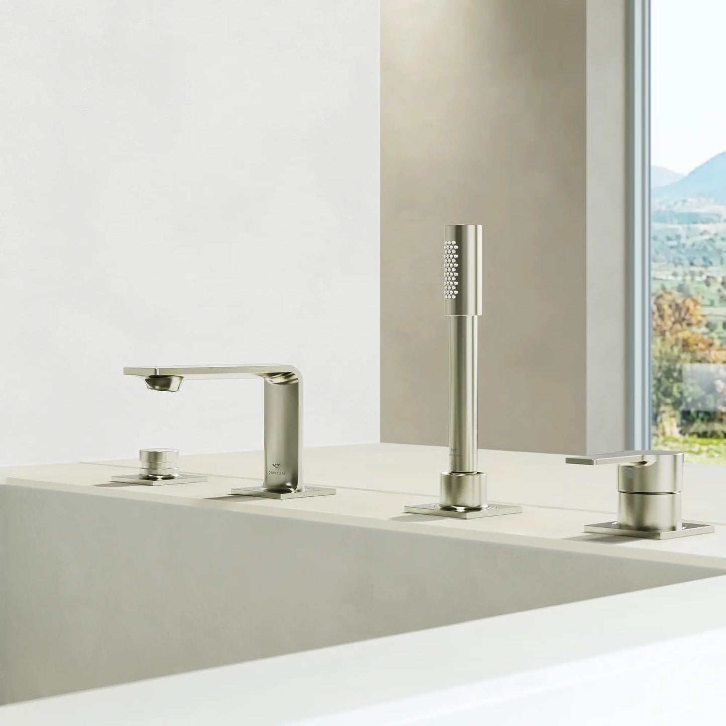 Allure New 4-Hole Single-Handle Deck Mount Roman Tub Faucet With 1.75 Gpm Hand Shower