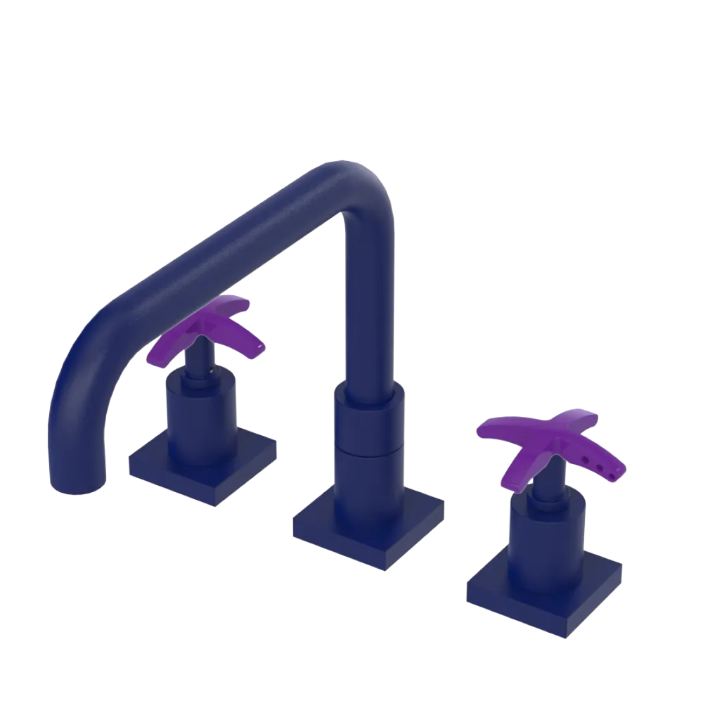 Rubinet Widespread Kitchen Set with Genesis Spout Midnight Blue