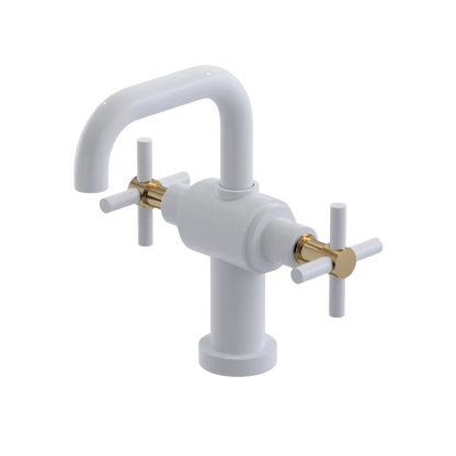 Rubinet Single Hole Dual Handle Lav. Set. (less drain) White