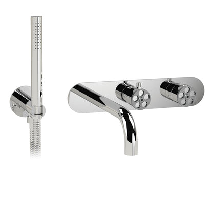 Cabano 3/4" thermostatic wall mount tub fller with hand shower - TRIM ONLY