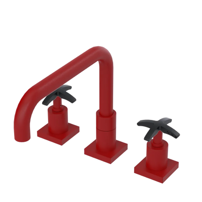 Rubinet Widespread Kitchen Set with Genesis Spout Maroon