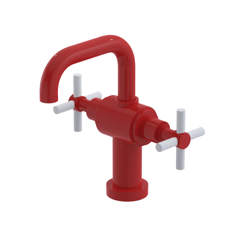 Rubinet Single Hole Dual Handle Lav. Set. (less drain) Red