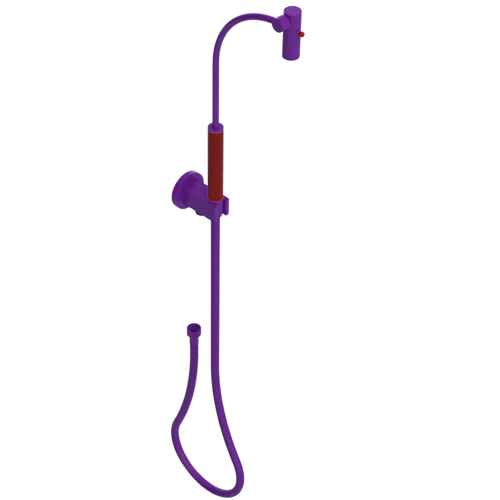 Rubinet Hand Held Shower Bidet with Extended Reach & Dual Function Spray Including Wall Bracket with Supply & Hose (Round) Purple Haze