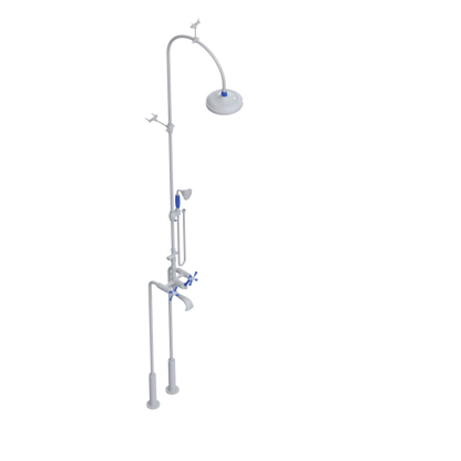 Rubinet Floor Mount Tub & Shower with hand held shower White