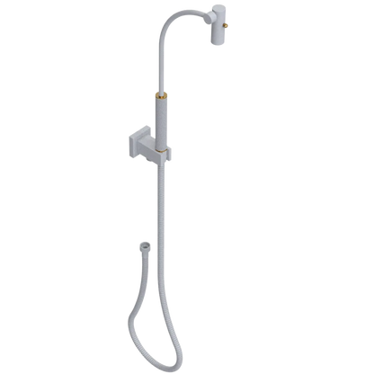 Rubinet Hand Held Shower Bidet with Extended Reach & Dual Function Spray Including Wall Bracket with Supply & Hose (Square) Matt White