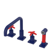 Rubinet Widespread Kitchen Set with Genesis Spout with Hand Spray Midnight Blue