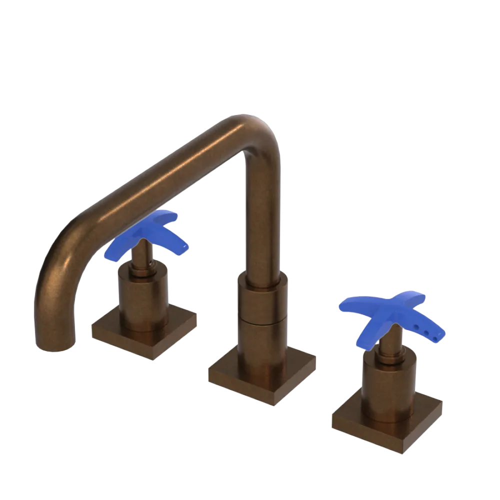 Rubinet Widespread Kitchen Set with Genesis Spout Tuscan Brass