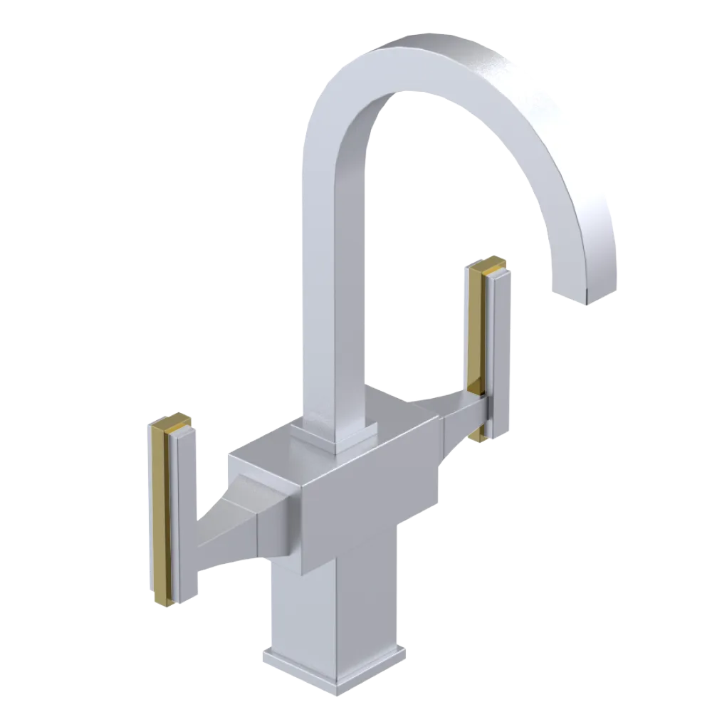 Rubinet Single Hole Dual Handle Lav. Set. (less drain) Satin Chrome