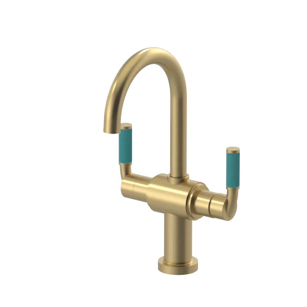 Rubinet Single Hole Dual Handle Lav. Set. (less drain) Satin Brass