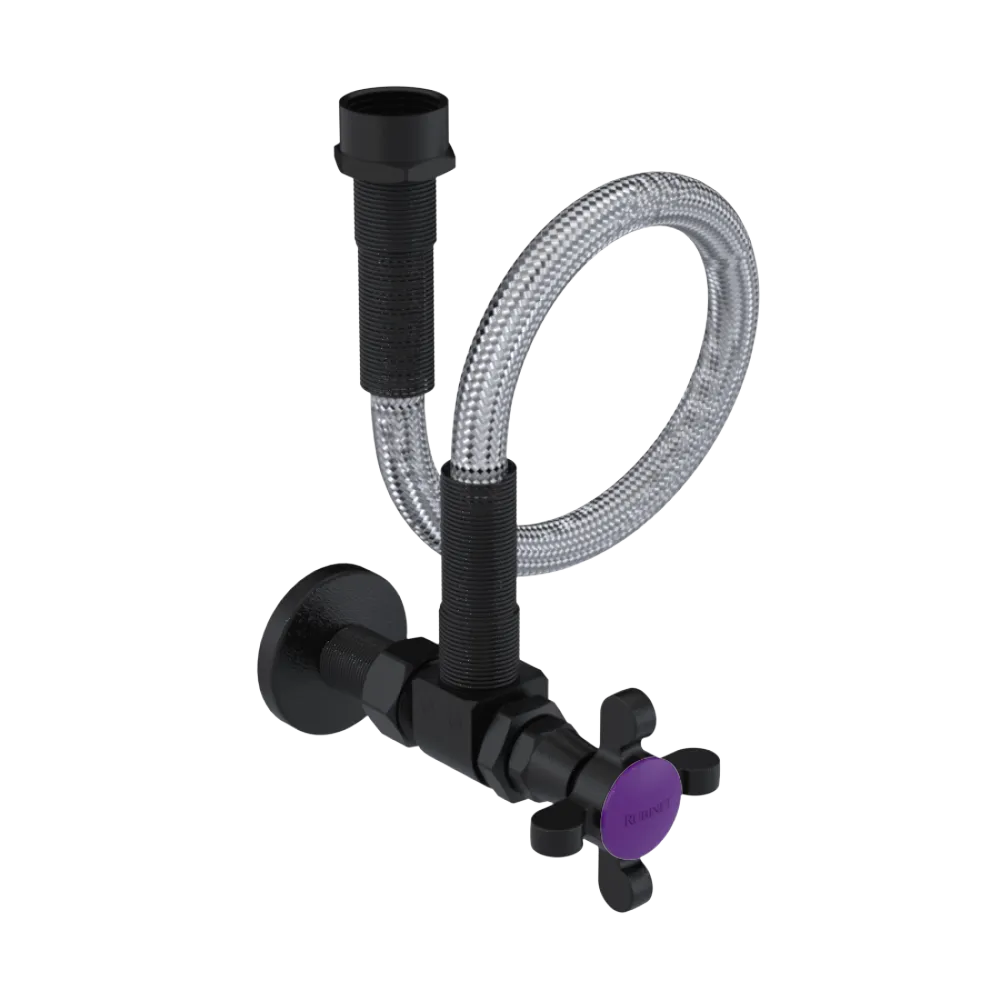 Rubinet Exposed Supply Kit (classic) x2 Matt Black