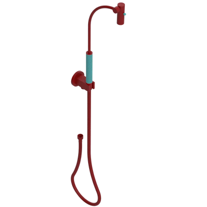 Rubinet Hand Held Shower Bidet with Extended Reach & Dual Function Spray Including Wall Bracket with Supply & Hose (Round) Maroon
