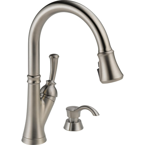 Savile Single Handle Pull-down Kitchen Faucet With Soap Dispenser A - Stainless Steel