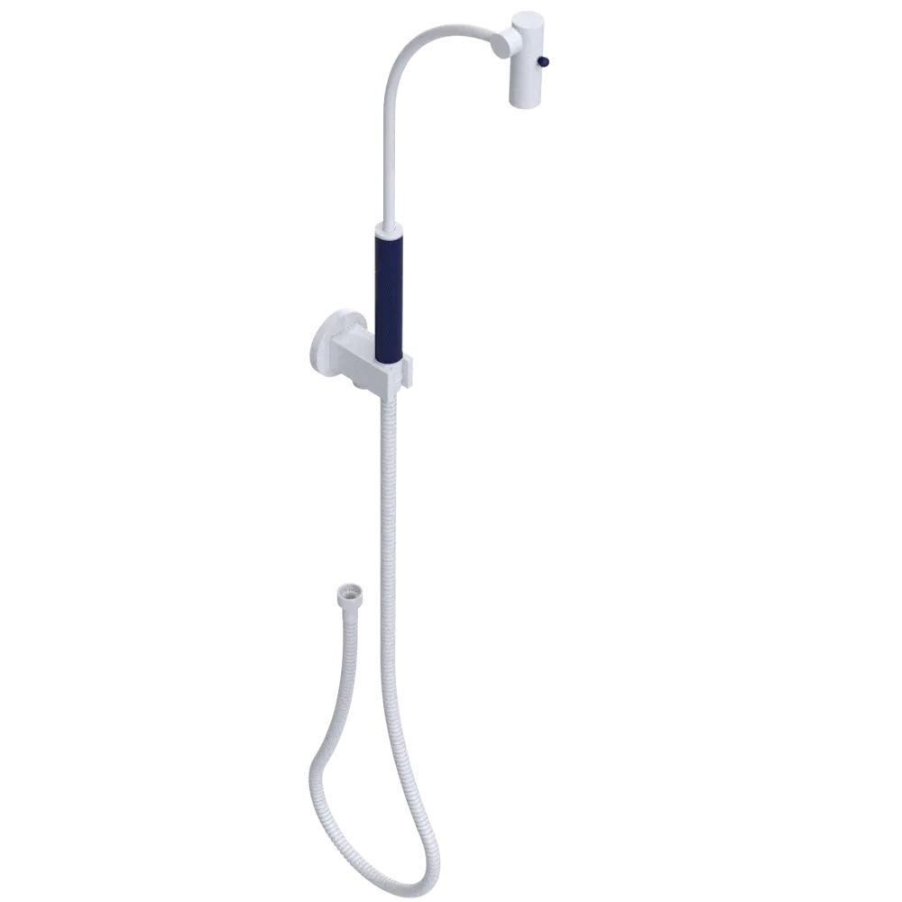 Rubinet Hand Held Shower Bidet with Extended Reach & Dual Function Spray Including Wall Bracket with Supply & Hose (Round) White