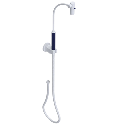 Rubinet Hand Held Shower Bidet with Extended Reach & Dual Function Spray Including Wall Bracket with Supply & Hose (Round) White