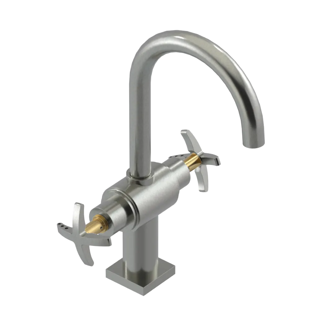 Rubinet Single Hole Dual Handle Lav. Set. (less drain) Satin Nickel
