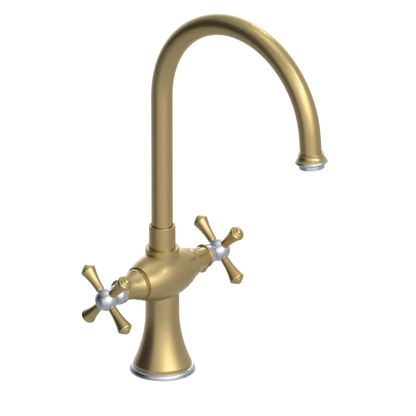 Rubinet Two Handle Single Hole Kitchen Set Satin Brass