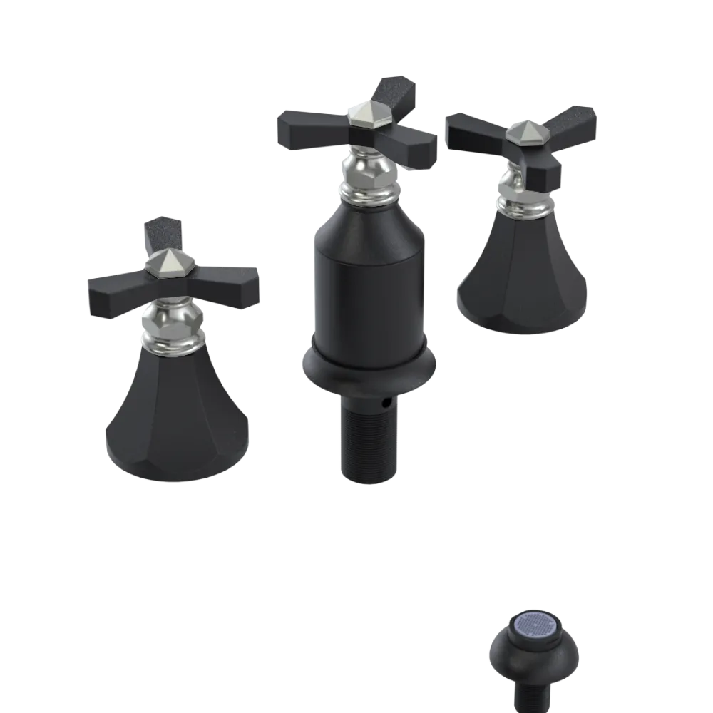 Rubinet Bidet Fitting with Spray, Diverter, and Vacum Breaker (Less Drain) Matt Black