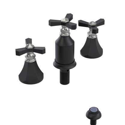 Rubinet Bidet Fitting with Spray, Diverter, and Vacum Breaker (Less Drain) Matt Black