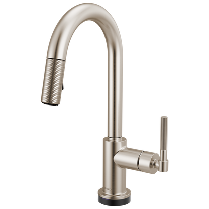 Brizo Smarttouch Pull Down Prep Faucet With Arc Spout Knurled Handle