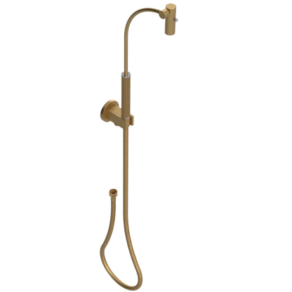 Rubinet Hand Held Shower Bidet with Extended Reach & Dual Function Spray Including Wall Bracket with Supply & Hose (Round) Satin Gold