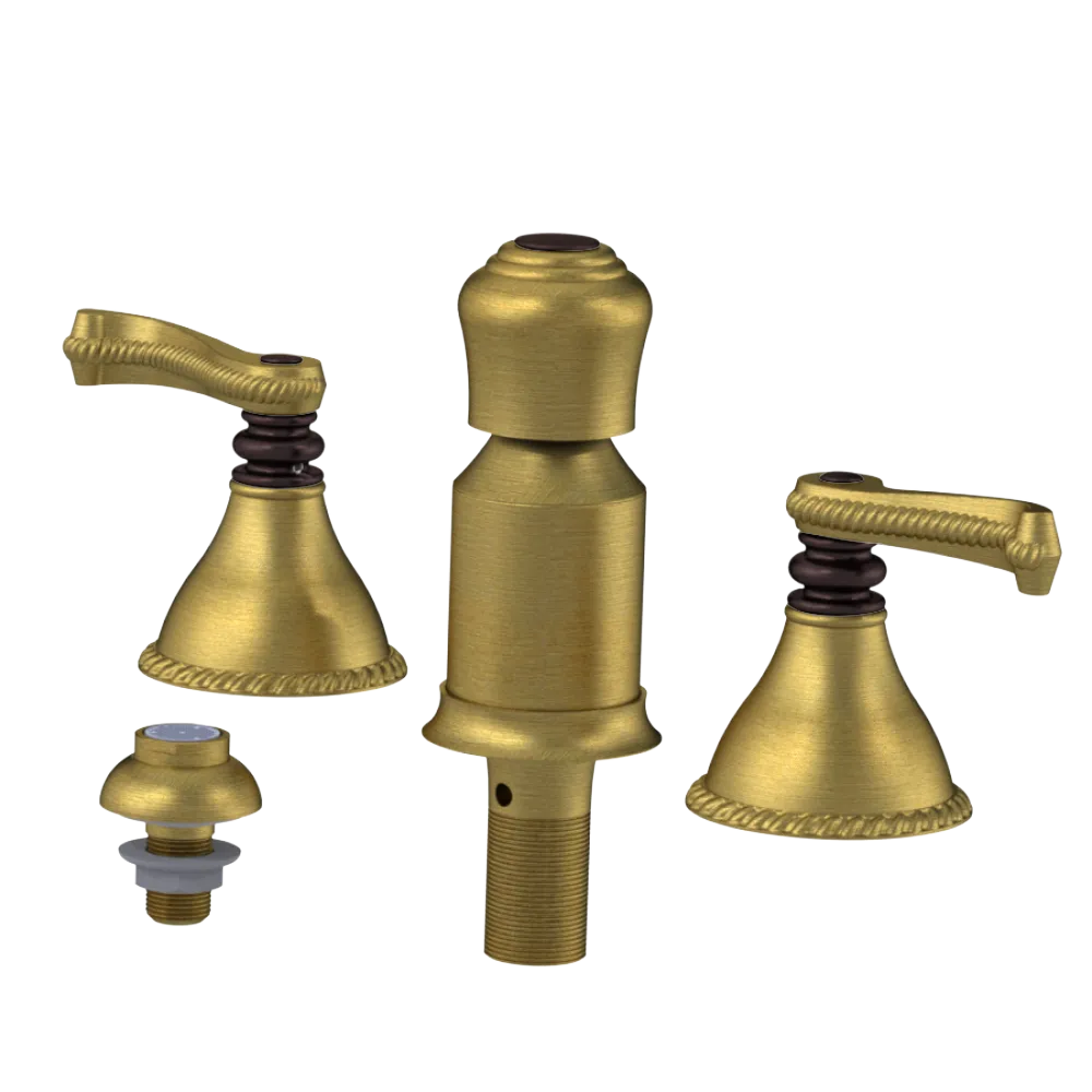 Rubinet Bidet Fitting with Spray, Diverter, and Vacum Breaker (Less Drain) Antique Brass Matt