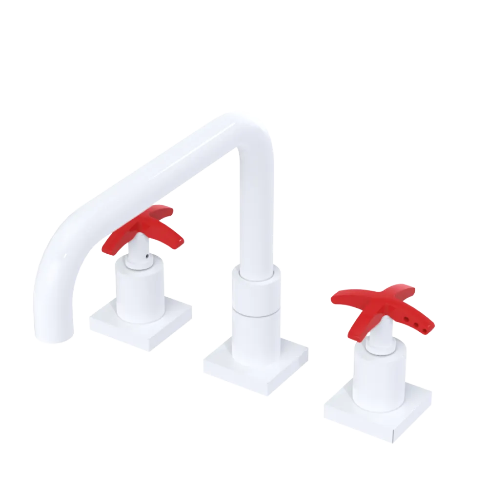 Rubinet Widespread Kitchen Set with Genesis Spout White