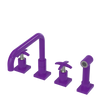 Rubinet Widespread Kitchen Set with Genesis Spout with Hand Spray Purple Haze