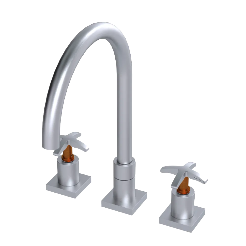 Rubinet Widespread Kitchen Set Satin Chrome