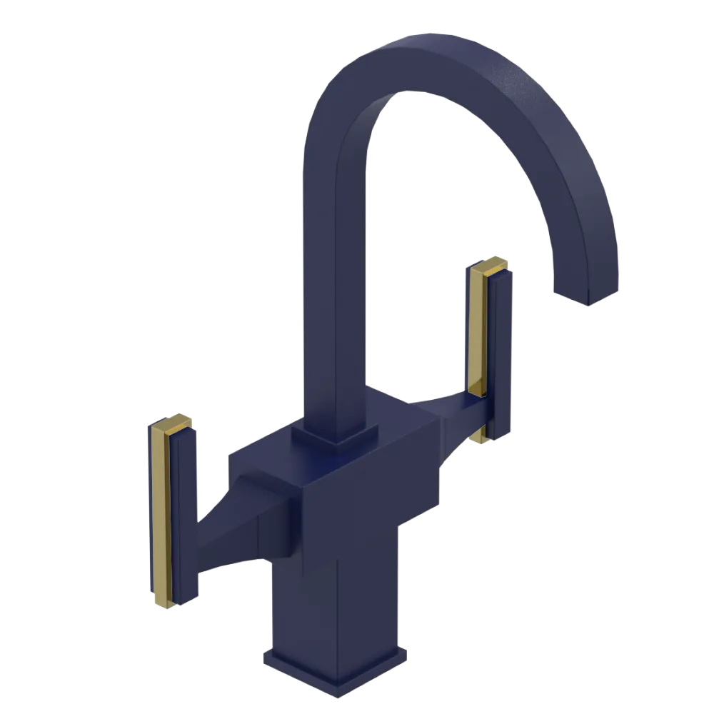 Rubinet Single Hole Dual Handle Lav. Set. (less drain) Midnight Blue