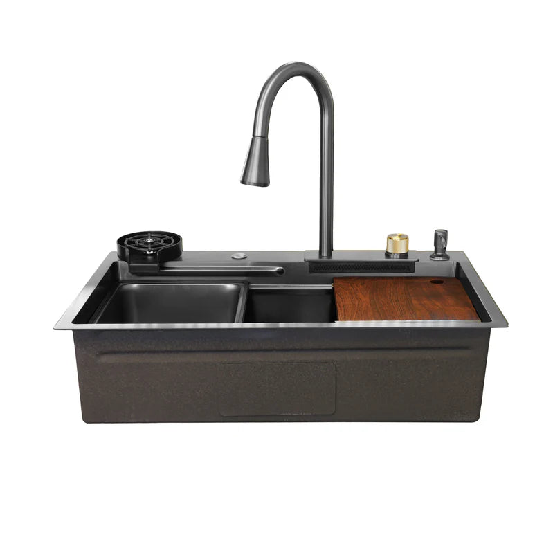 29.5" x 18" Workstation Kitchen Sink with Cup Washer - Golzar Home