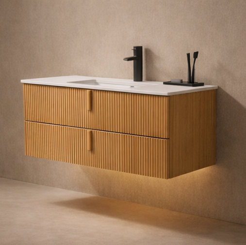 Cresta Single Sink Bathroom Vanity by Godi Light Oak