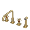 Rubinet Widespread Kitchen Set with Genesis Spout with Hand Spray Satin Brass