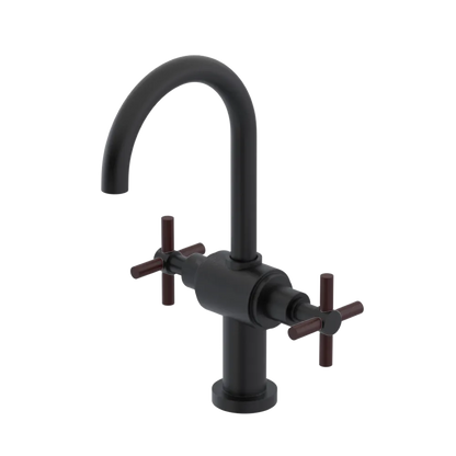 Rubinet Single Hole Dual Handle Lav. Set with LaSalle Spout (less drain) Matt Black