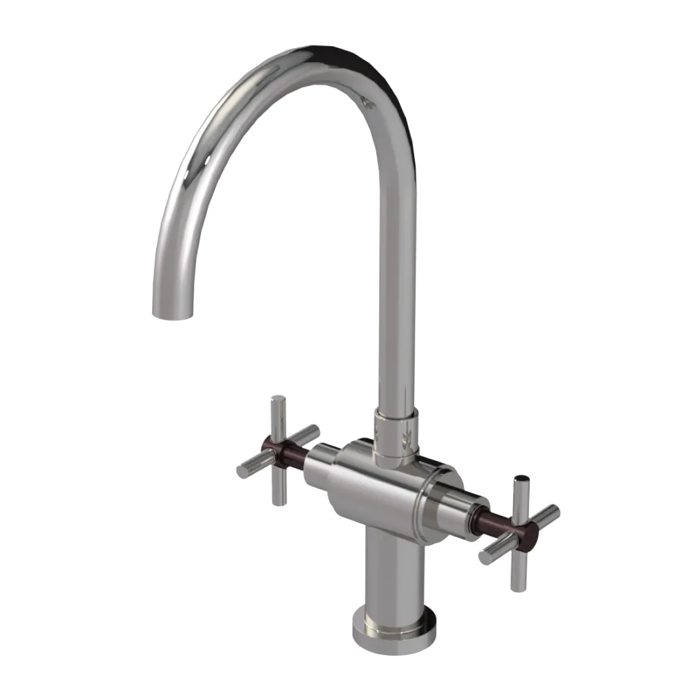 Rubinet Two Handle Single Hole Kitchen Set with LaSalle Spout Polished Nickel