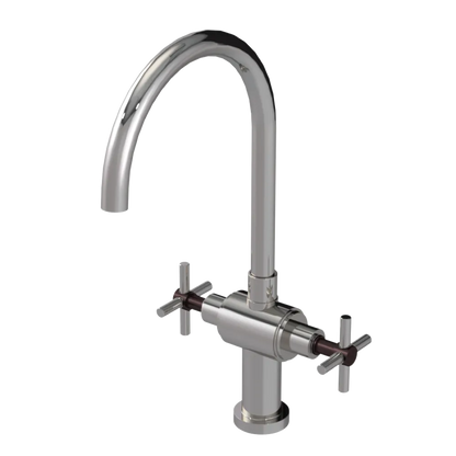 Rubinet Two Handle Single Hole Kitchen Set with LaSalle Spout Polished Nickel