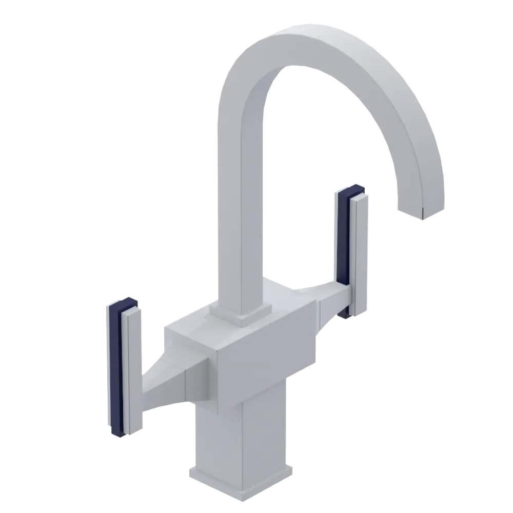 Rubinet Single Hole Dual Handle Lav. Set. (less drain) Matt White