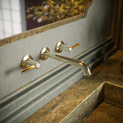 Baril Two handles wall-mounted lavatory faucet, drain not included